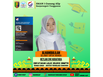 Selamat kepada Meylani Dwi Nurafinda lulus SNMPTN